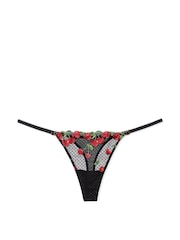 Victoria's Secret Cherry Black Thong Embroidered Knickers - Image 3 of 3