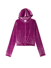 Victoria's Secret PINK Vivid Magenta Pink Velour Logo Shine Hoodie - Image 3 of 4