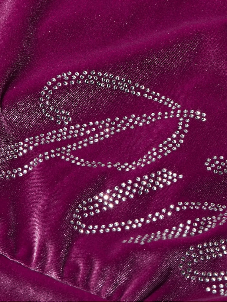 Victoria's Secret PINK Vivid Magenta Pink Velour Logo Shine Hoodie - Image 4 of 4