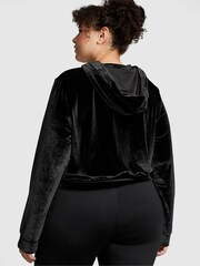 Victoria's Secret PINK Pure Black Velour Logo Shine Hoodie - Image 2 of 4