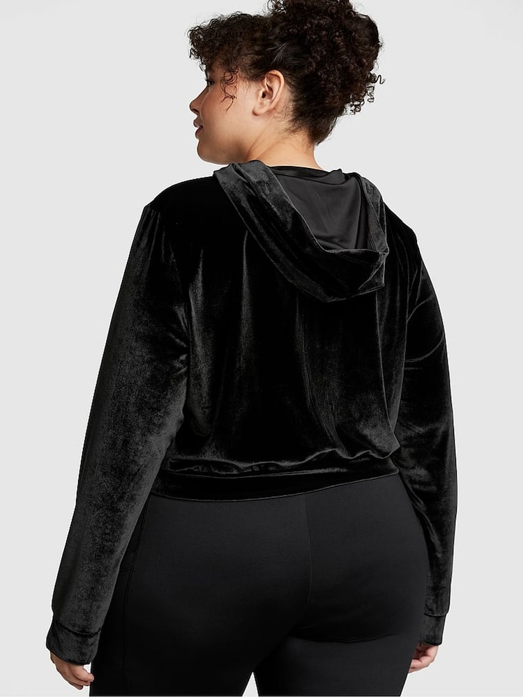 Victoria's Secret PINK Pure Black Velour Logo Shine Hoodie - Image 2 of 4