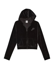 Victoria's Secret PINK Pure Black Velour Logo Shine Hoodie - Image 3 of 4