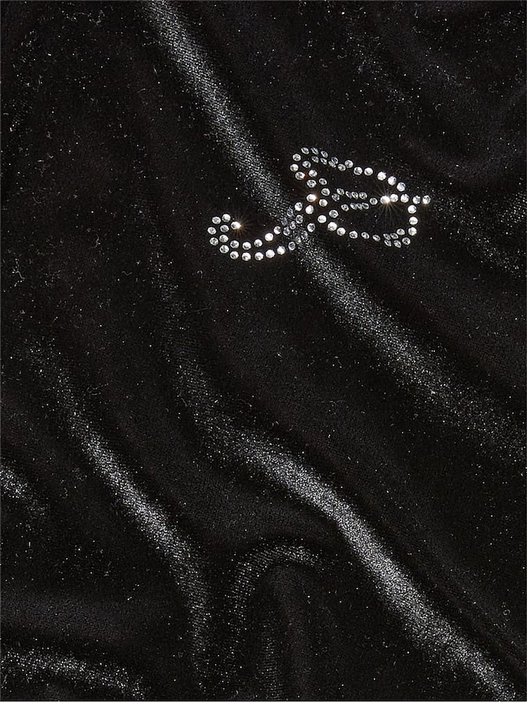Victoria's Secret PINK Pure Black Velour Logo Shine Hoodie - Image 4 of 4