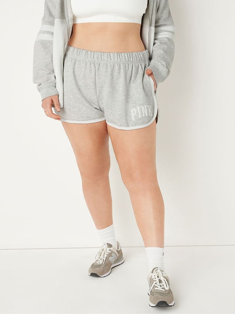 Victoria's Secret PINK Heather Stone Grey Fleece Varsity Short - Image 1 of 1