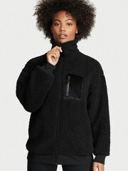 Victoria's Secret Black Fleece Zip Up Oversized Jacket - Image 1 of 5
