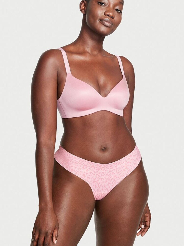 Victoria's Secret Angel Pink Leopard Thong No-Show Knickers - Image 1 of 3