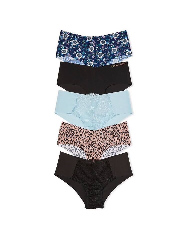 Victoria's Secret Black/Leopard/Blue Cheeky 5 Pack Knickers - Image 1 of 1
