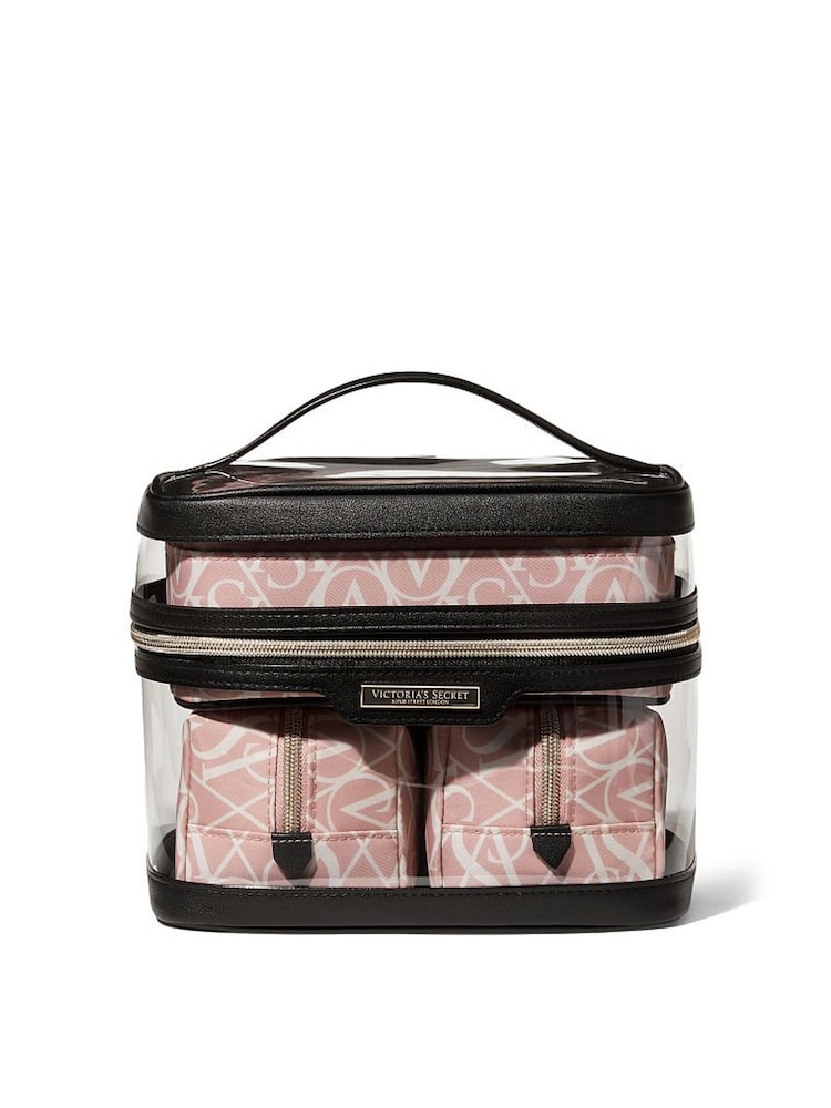 Victoria's Secret Black Pink Logo 4 in 1 Makeup Bag - Image 1 of 4