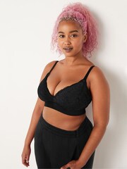 Victoria's Secret PINK Pure Black Lace Unlined Triangle Bralette - Image 1 of 1