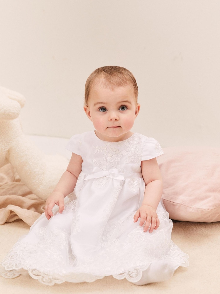 Lipsy White Baby Lace Christening Dress - Image 1 of 4