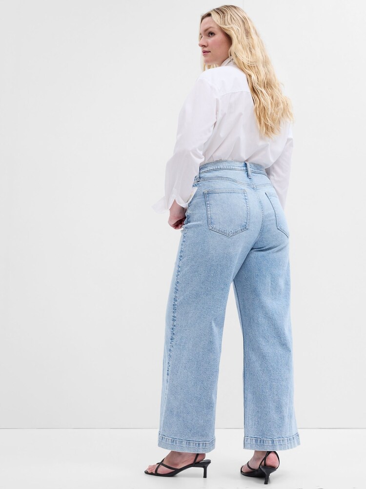 Gap Light Blue Cropped High Waist Wide Leg Jeans - Image 2 of 7