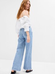 Gap Light Blue Cropped High Waist Wide Leg Jeans - Image 4 of 7