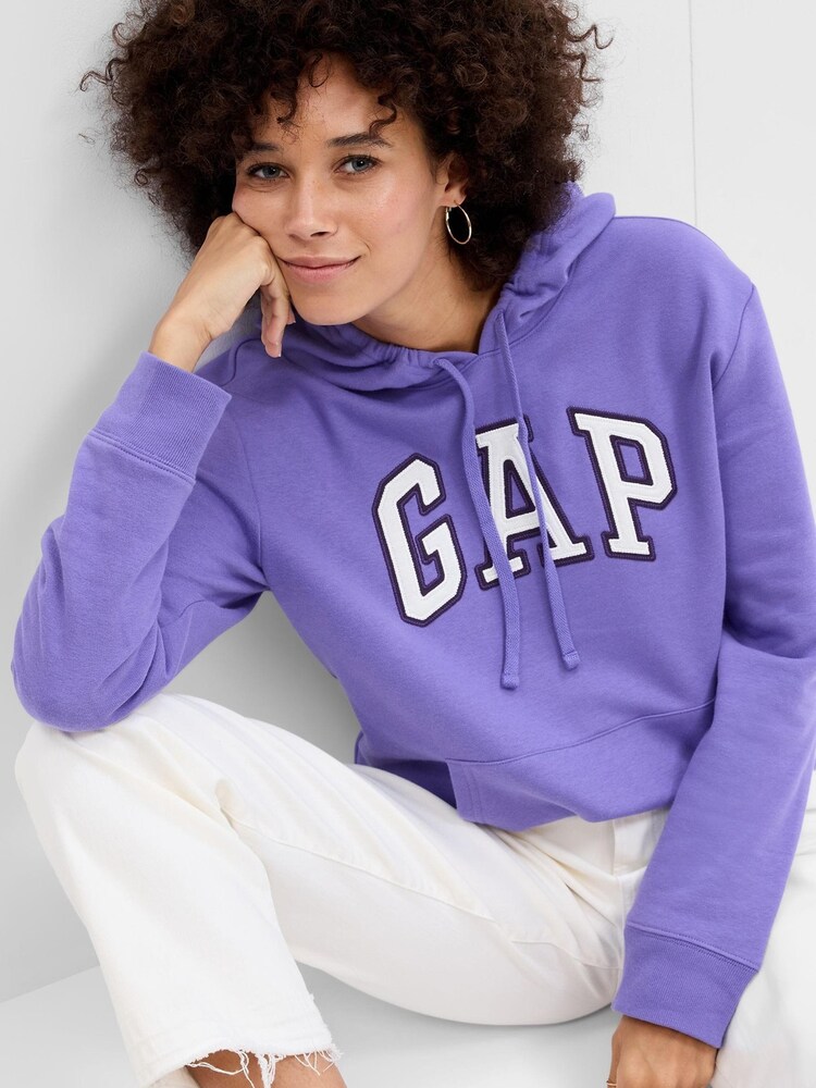 Gap Purple Arch Logo Fleece Hoodie - Image 1 of 2 Gap Purple Arch Logo Fleece Hoodie - Image 1 of 2