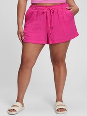 Gap Pink Crinkle Gauze High Rise Pull-On Shorts - Image 2 of 2