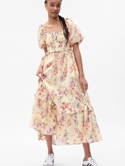 Gap Cream LoveShackFancy Floral Puff Sleeve Maxi Dress - Image 1 of 5