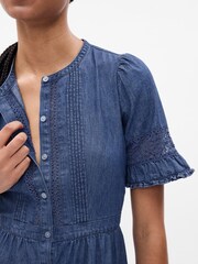Gap Blue LoveShackFancy Denim Tiered Midi Dress - Image 5 of 5