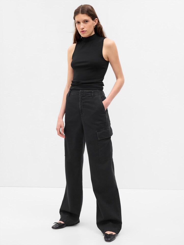 Gap Black Loose Cotton Chino Cargo Trousers - Image 1 of 5
