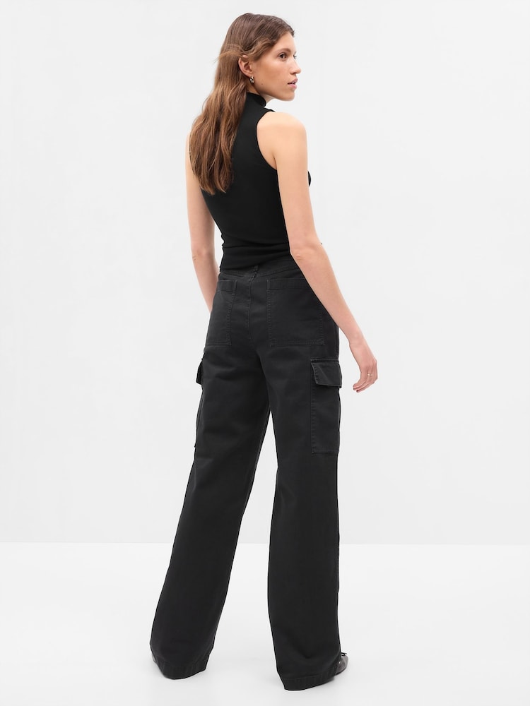 Gap Black Loose Cotton Chino Cargo Trousers - Image 2 of 5
