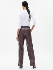 Gap Brown Mid Rise Faux-Leather Loose Trousers - Image 2 of 5