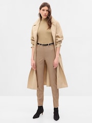 Gap Brown Mid Rise Slim Printed Trousers - Image 1 of 5
