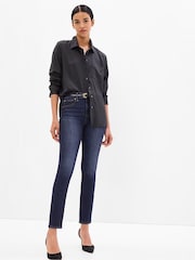 Gap Dark Wash Blue High Waisted Classic Stretch True Skinny Jeans - Image 3 of 7