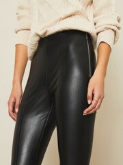 Lipsy Black Premium Power Stretch Faux Leather Legging - Image 3 of 4