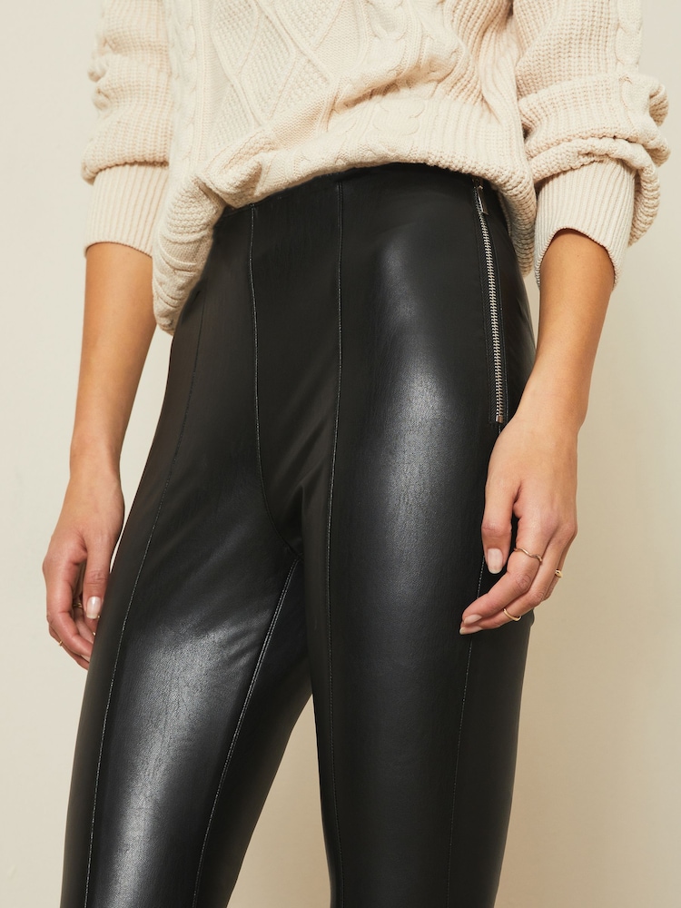 Lipsy Black Premium Power Stretch Faux Leather Legging - Image 3 of 4