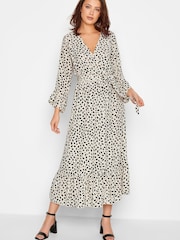 Long Tall Sally Neutral Print Ruffle Dress - Image 1 of 4