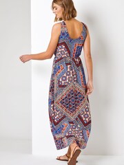 Roman Blue Geo Print Ring Detail Maxi Dress - Image 2 of 5