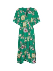 Yumi Green Floral Print Midi Dress - Image 5 of 5
