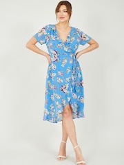 Yumi Geblümtes Midikleid in Wickeloptik - Bild 1 von 1