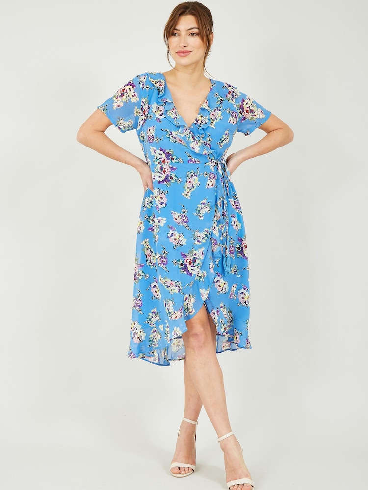 Yumi Geblümtes Midikleid in Wickeloptik - Bild 1 von 1