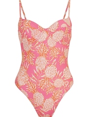 South Beach Pink Pineapple Tropics Print Wire Cup Swimsuit - Image 2 of 2