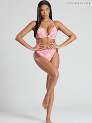 South Beach Pink Moulded Cup Bikini with Ring and High Waist Brief - Image 1 of 5