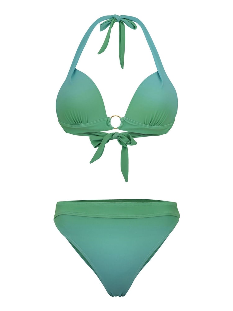South Beach Blue/Green Moulded Cup Bikini with Ring and High Waist Brief - Image 5 of 5