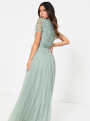 Maya Green Petite Chevron Sequin Maxi Dress - Image 2 of 4
