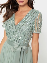 Maya Green Petite Chevron Sequin Maxi Dress - Image 3 of 4