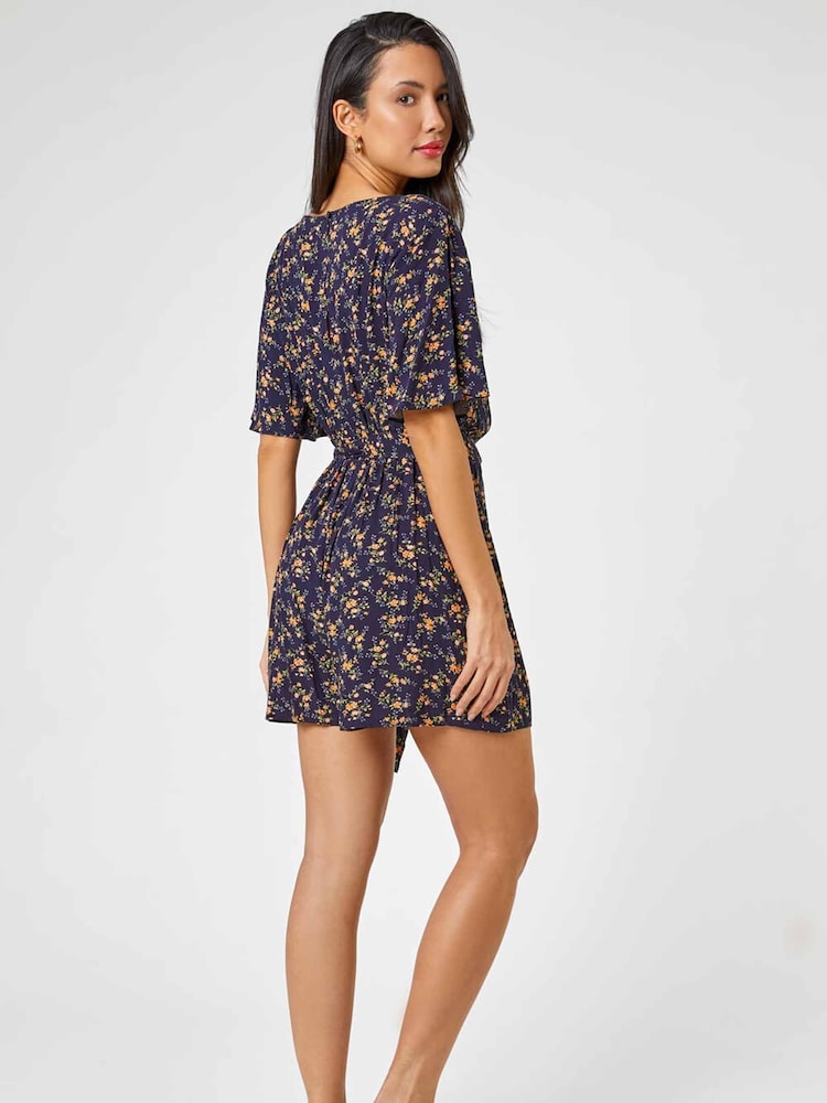 Dusk Blue Ditsy Floral Print Playsuit - Image 2 of 3