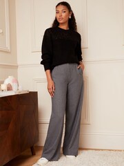Love & Roses Black Textured Woven Supersoft Knitted Mix Long Sleeve Jumper - Image 4 of 4
