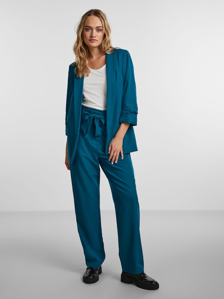 PIECES Blue Ruched Sleeve Blazer - Image 2 of 5