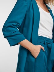 PIECES Blue Ruched Sleeve Blazer - Image 4 of 5