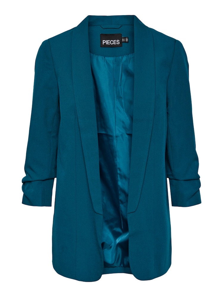 PIECES Blue Ruched Sleeve Blazer - Image 5 of 5