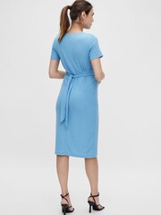 Mamalicious Blue Maternity Wrap Jersey Midi Dress - Image 3 of 5