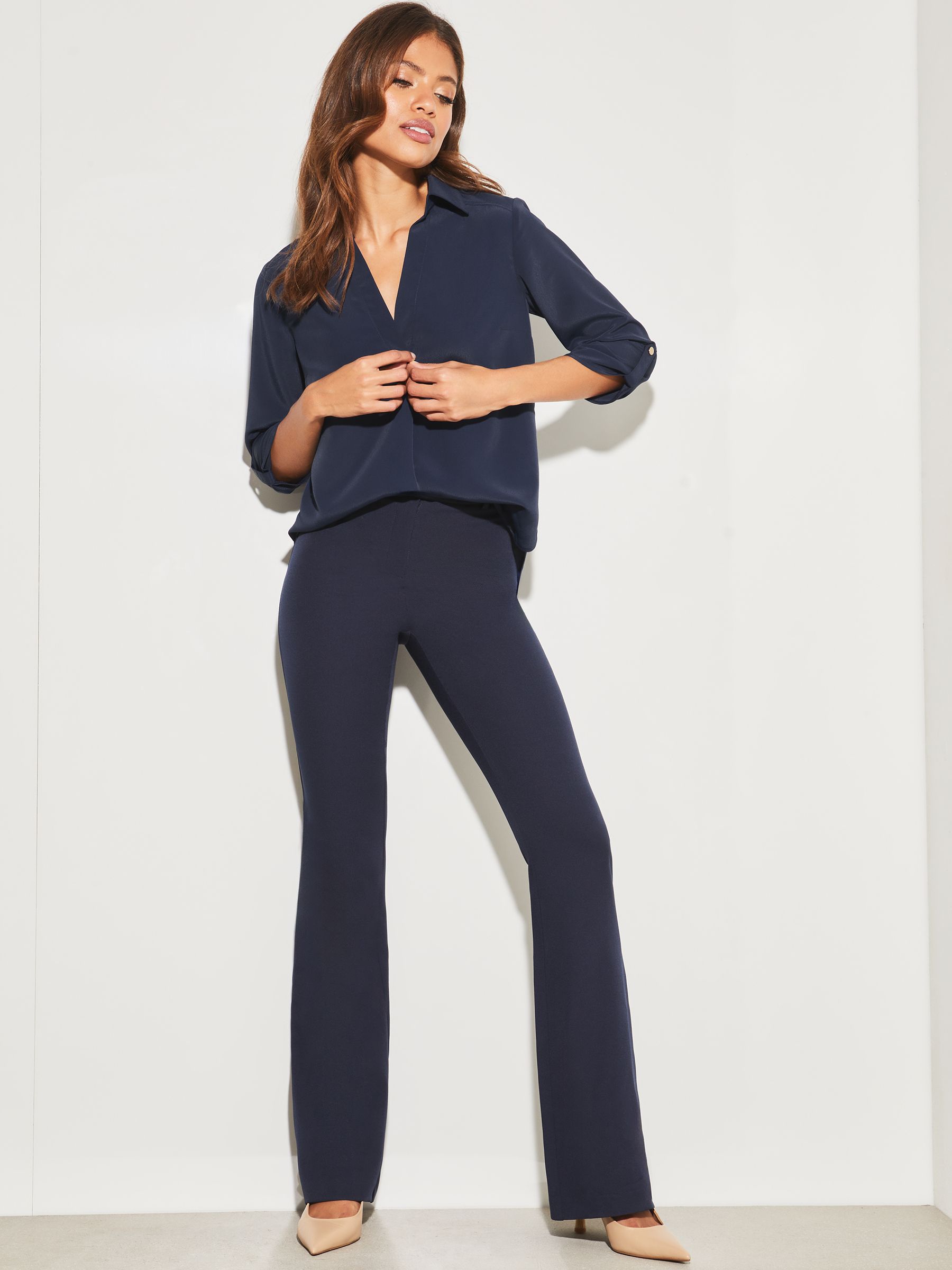LBLOX V-Neck Pleated Sleeves Blouse - Navy main image 0