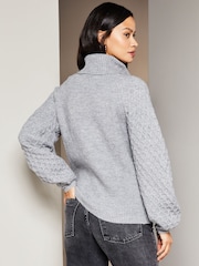 Lipsy Grey Honeycomb Roll Neck Knitted Jumper - Image 2 of 4