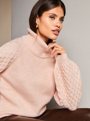 Lipsy Pink Honeycomb Roll Neck Knitted Jumper - Image 4 of 4