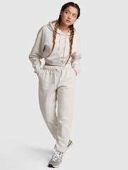 Victoria's Secret PINK Heather Oatmeal Beige Fleece Fleece Joggers - Image 1 of 4