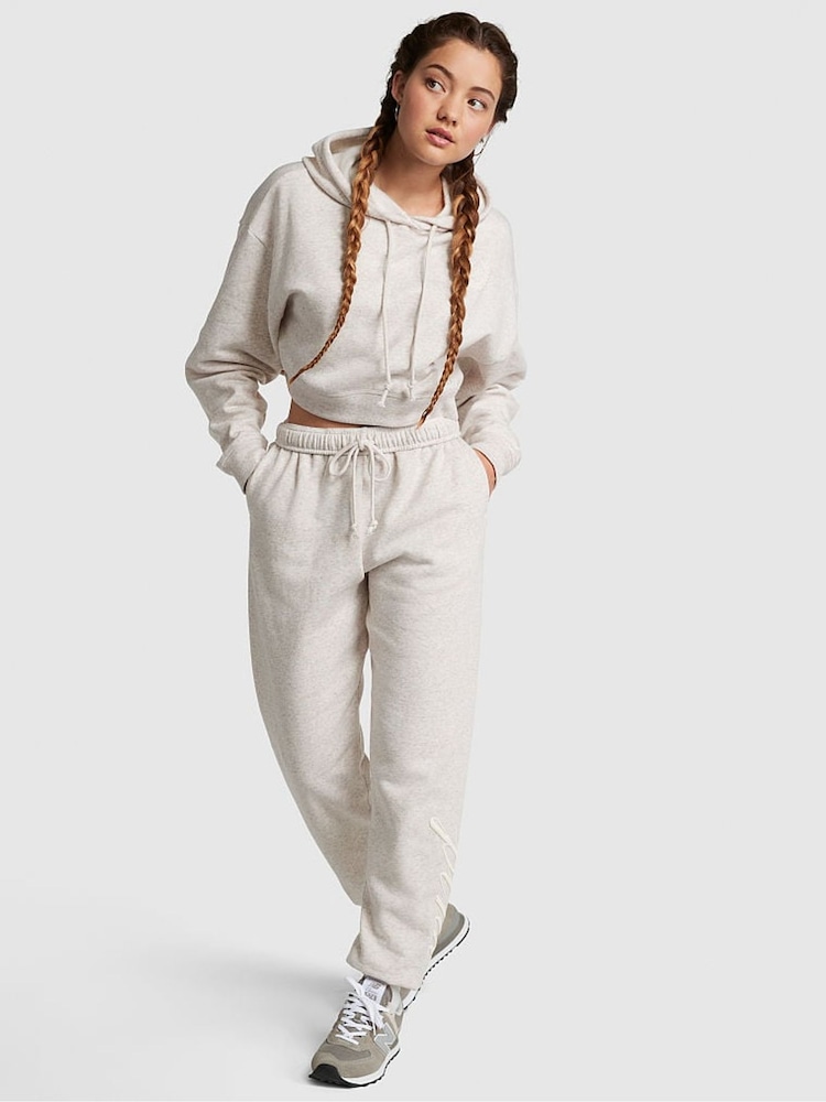 Victoria's Secret PINK Heather Oatmeal Beige Fleece Fleece Joggers - Image 1 of 4