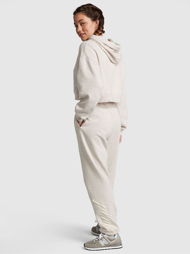 Victoria's Secret PINK Heather Oatmeal Beige Fleece Fleece Joggers - Image 2 of 4