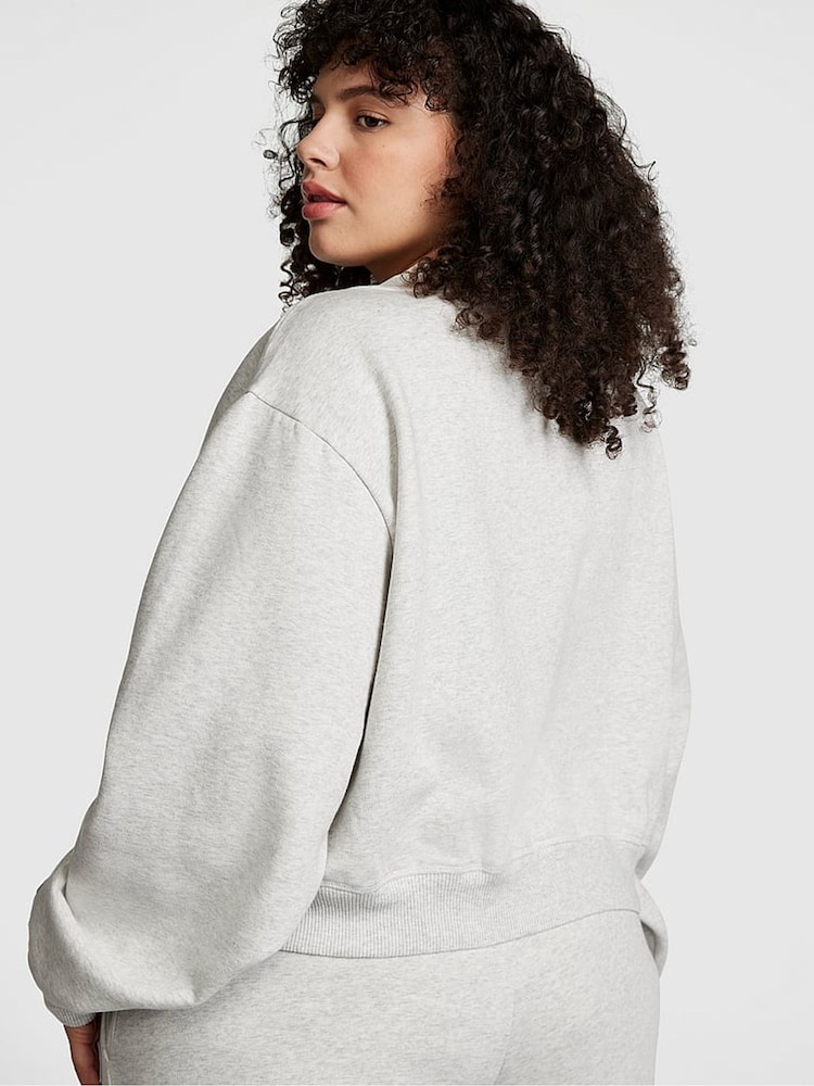 Victoria's Secret PINK Heather Grey Elevated Fleece V-Neck Sweat Top - Image 2 of 3